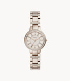 Fossil Virginia Pink Dial Pink Steel Strap Watch for Women - ES4482