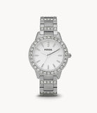 Fossil Jesse White Dial Silver Steel Strap Watch for Women - ES2362