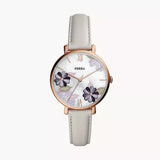 Fossil Jacqueline Mother of Pearl Dial Grey Leather Strap Watch for Women - ES4672