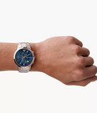 Emporio Armani Renato Chronograph Blue Dial Two Tone Steel Strap Watch For Men - AR80025