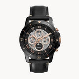 Fossil Grant Sport Automatic Skeleton Black Dial Black Leather Strap Watch for Men - ME3138