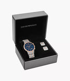 Emporio Armani Renato Chronograph Blue Dial Two Tone Steel Strap Watch For Men - AR80025