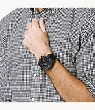 Fossil Nate Chronograph Black Dial Black Leather Strap Watch for Men - JR1436