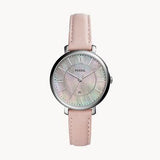 Fossil Jacqueline Blush Mother of Pearl Dial Pink Leather Strap Watch for Women - ES4151