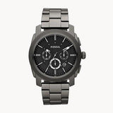 Fossil Machine Chronograph Black Dial Grey Steel Strap Watch for Men - FS4662