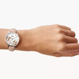 Fossil Jacqueline Three Hand Mother of Pearl Dial Pink Leather Strap Watch for Women - ES4671