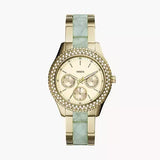 Fossil Stella Multifunction Gold Dial Two Tone Steel Strap Watch for Women - ES4757