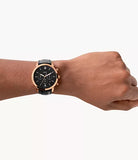 Fossil Neutra Chronograph Black Dial Black Leather Strap Watch for Men - FS5381