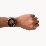 Fossil Townsman Automatic Black Dial Brown Leather Strap Watch for Men - ME3155