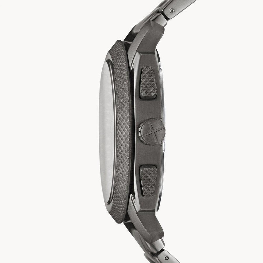 Fossil Machine Chronograph Black Dial Grey Steel Strap Watch for Men - FS4662