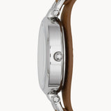 Fossil Georgia White Dial Brown Leather Strap Watch for Women - ES3060