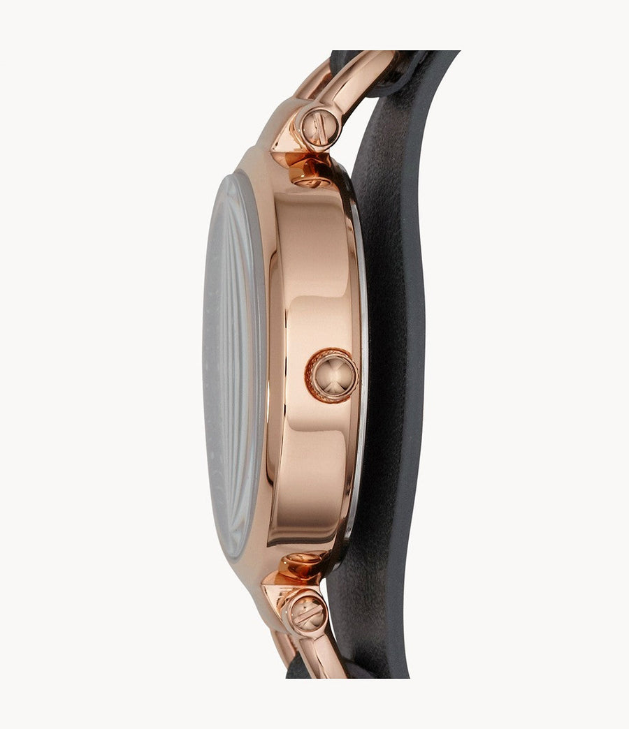 Fossil Georgia Smoke Grey Dial Grey Leather Strap Watch for Women - ES3077