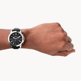 Fossil Grant Chronograph Black Dial Black Leather Strap Watch for Men - FS4812