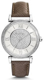 Michael Kors Caitlin Quartz Silver Dial Gray Leather Strap Watch For Women - MK2377