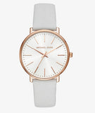 Michael Kors Pyper Quartz White Dial White Leather Strap Watch For Women - MK2800