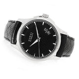 Gucci G Timeless Quartz Black Dial Black Leather Strap Watch for Men - YA126413