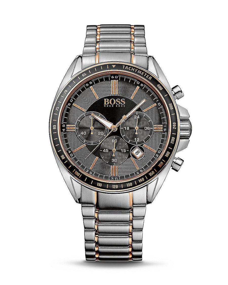 Hugo Boss Driver Sport Chronograph Grey Dial Two Tone Steel Strap Watch for Men - 1513094