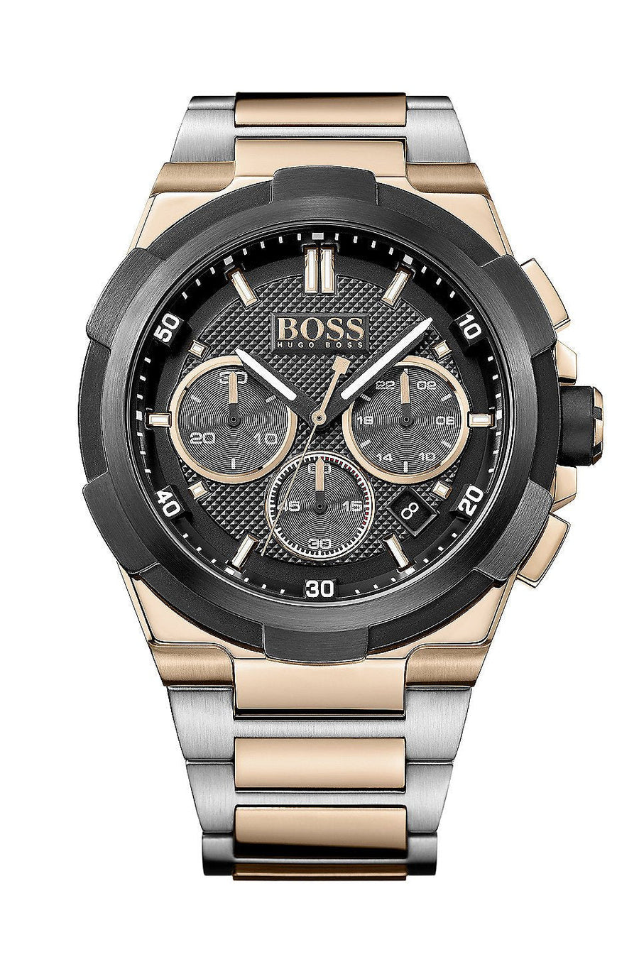 Hugo Boss Supernova Black Dial Two Tone Steel Strap Watch for Men - 1513358
