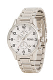 Hugo Boss Aeroliner Chronograph White Dial Silver Steel Strap Watch for Men - 1513182