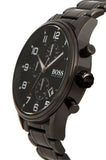 Hugo Boss Chronograph Black Dial Black Steel Strap Watch for Men - 1513180