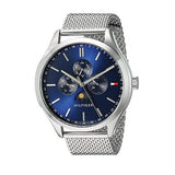 Tommy Hilfiger Oliver Quartz Blue Dial Silver Mesh Bracelet Watch for Men - 1791302