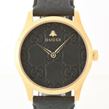 Gucci G Timeless Quartz Black Dial Black Leather Strap Watch For Women - YA1264034A