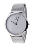 Calvin Klein Minimal White Dial Silver Mesh Bracelet Watch for Men - K3M2112Y