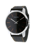 Calvin Klein City Black Dial Black Leather Strap Watch for Men - K2G211C1