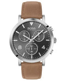 Hugo Boss Spirit Grey Dial Brown Leather Strap Watch for Men - 1513691