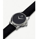 Gucci G Timeless Quartz Black Dial Black Leather Strap Watch For Men - YA1264031