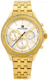 Tommy Hilfiger Ari Multifunction Diamonds Silver Dial Gold Steel Strap Watch for Women - 1781977