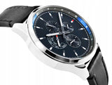 Tommy Hilfiger Shawn Multifunction Quartz Blue Dial Black Leather Strap Watch for Men - 1791616