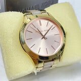 Michael Kors Slim Runway Rose Gold Dial Two Tone Steel Strap Watch for Women - MK4294