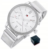 Tommy Hilfiger Blake Diamonds Silver Dial Silver Mesh Bracelet Watch for Women - 1782301