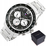 Tommy Hilfiger Luke Quartz Black Dial Silver Steel Strap Watch for Men - 1791120