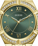 Guess Cosmo Diamonds Green Dial Gold Steel Strap Watch for Women - GW0033L8