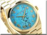 Michael Kors Channing Turquoise Dial Gold Steel Strap Watch For Women - MK5894