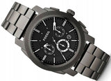 Fossil Machine Chronograph Black Dial Grey Steel Strap Watch for Men - FS4662