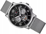 Tommy Hilfiger Chronograph Black Dial Silver Mesh Bracelet Watch for Men - 1791292