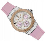 Guess Zena Quartz White Dial Pink Rubber Strap Watch For Women - W1094L4