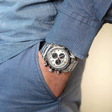 Versace V-Ray Chronograph Quartz Silver Dial Silver Steel Strap Watch For Men - VE2I00321