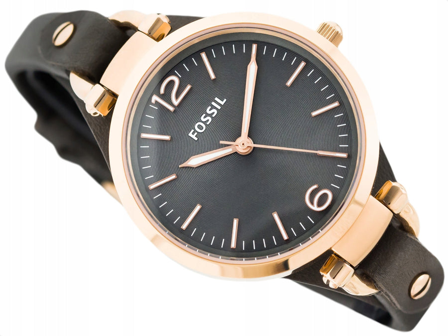 Fossil Georgia Smoke Grey Dial Grey Leather Strap Watch for Women - ES3077