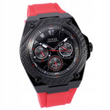 Guess Legacy Black Dial Red Silicone Strap Watch for Men - W1049G6