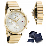 Tommy Hilfiger Blake White Dial Gold Steel Strap Watch for Women - 1781905