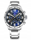 Tommy Hilfiger Trent Chronograph Blue Dial Silver Steel Strap Watch for Men - 1791053