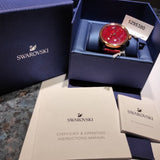 Swarovski Crystalline Hours Red Crystal Dial Red Leather Strap Watch for Women - 5295380