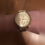 Fossil Boyfriend Chronograph Gold Dial Gold Steel Strap Watch for Women - ES2197