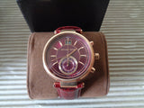 Michael Kors Sawyer Maroon Dial Maroon Leather Strap Watch for Women - MK2426