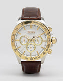 Hugo Boss Ikon White Dial Brown Leather Strap Watch for Men - 1513174