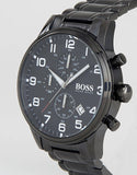 Hugo Boss Chronograph Black Dial Black Steel Strap Watch for Men - 1513180